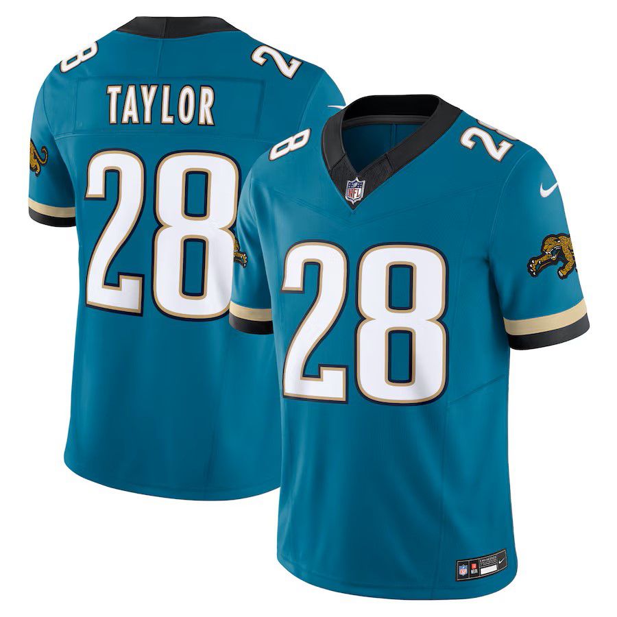Men Jacksonville Jaguars #28 Fred Taylor Green Nike Throwback Vapor F.U.S.E. Limited Retired Player NFL Jersey
